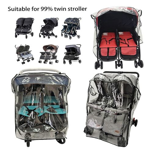 Stroller Rain Cover,Universal Rain Cover for Side by Side Baby Stroller, Double Stroller Cover for Rain and Wind,Baby Outdoor Activities Accessories. in Kuwait