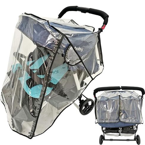 Stroller Rain Cover,Universal Rain Cover for Side by Side Baby Stroller, Double Stroller Cover for Rain and Wind,Baby Outdoor Activities Accessories. in Kuwait