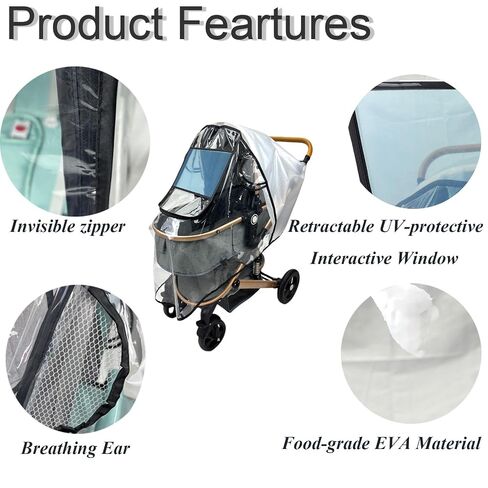 Stroller Rain Cover,Universal Stroller Accessory with Viewing Window,Food Grade EVA,Baby Travel Weather Shield for Summer, Windproof Waterproof, Protect from Dust Snow in Kuwait