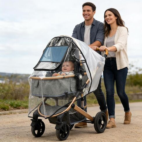 Stroller Rain Cover,Universal Stroller Accessory with Viewing Window,Food Grade EVA,Baby Travel Weather Shield for Summer, Windproof Waterproof, Protect from Dust Snow in Kuwait