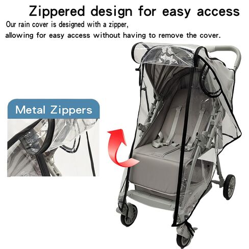Universal Clear Stroller Rain Cover with Easy Access Window，Food Grade EVA Material Weather Shield for Most Single Strollers in Kuwait