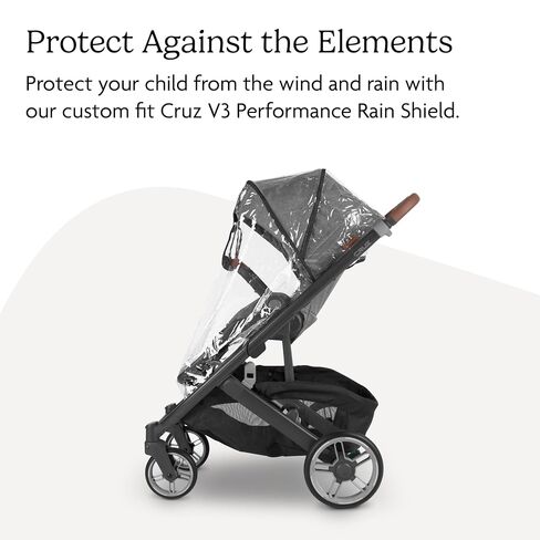 UPPAbaby Performance Rain Shield for Cruz V3 - Waterproof and Windproof Coverage - Ventilated Design - Quick Attachment - Easy Access to Child in Kuwait