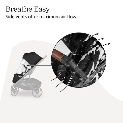 UPPAbaby Performance Rain Shield for Cruz V3 - Waterproof and Windproof Coverage - Ventilated Design - Quick Attachment - Easy Access to Child in Kuwait