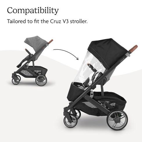 UPPAbaby Performance Rain Shield for Cruz V3 - Waterproof and Windproof Coverage - Ventilated Design - Quick Attachment - Easy Access to Child in Kuwait