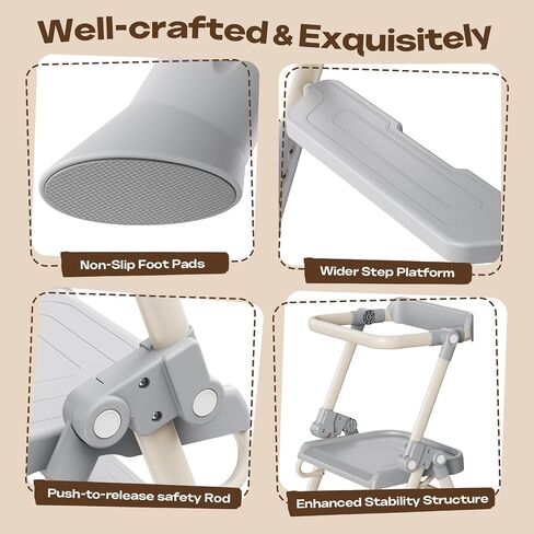 Toddler Step Stool, Kids Toddler Tower Foldable, Pro-A Structure for Maximum Stability, Kitchen Stool Helper with Anti-Drop Structure and Safety Railing, Ultra-Secure, Ideal for Toddlers & Youngsters in Kuwait