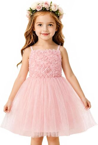 Tutu.kk Toddler Girls Tulle Dress Sleeveless Flower Girl Dress for Birthday Party Princess Outfits in Kuwait