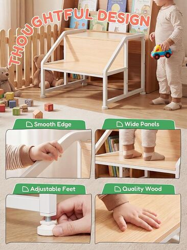 VBABY Toddler Step Stool for Kids, 2-in-1 Convertible Step Stool, Non-Slip Kids Potty Training Stool, Sturdy Wooden Step Stool for Bathroom, Kitchen & Sink in Kuwait