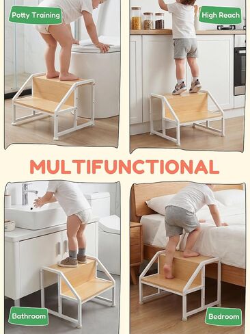 VBABY Toddler Step Stool for Kids, 2-in-1 Convertible Step Stool, Non-Slip Kids Potty Training Stool, Sturdy Wooden Step Stool for Bathroom, Kitchen & Sink in Kuwait