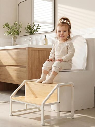 VBABY Toddler Step Stool for Kids, 2-in-1 Convertible Step Stool, Non-Slip Kids Potty Training Stool, Sturdy Wooden Step Stool for Bathroom, Kitchen & Sink in Kuwait