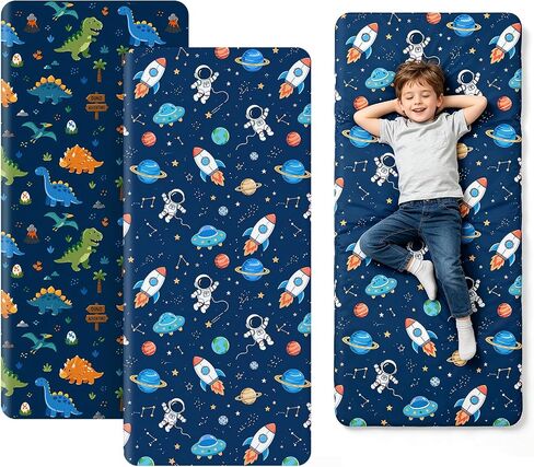 2 Pack Kids Nap Mat Covers 24" x 48", Rainbow & Unicorn Designs, Soft Breathable Microfiber Toddler Nap Mat Sheet with Elastic Corners for Preschool, Kindergarten & Daycare in Kuwait