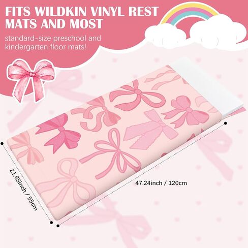 Xuhal 1 Pcs Bow Nap Mat Cover Kids for Boys and Girls 47 x 21.25 Inch Vinyl Sleeping Mat Cover for Preschool Children Kindergarten Toddler Care in Kuwait