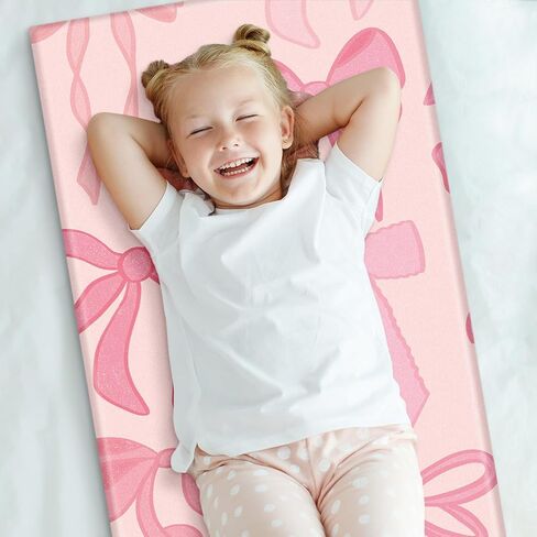 Xuhal 1 Pcs Bow Nap Mat Cover Kids for Boys and Girls 47 x 21.25 Inch Vinyl Sleeping Mat Cover for Preschool Children Kindergarten Toddler Care in Kuwait