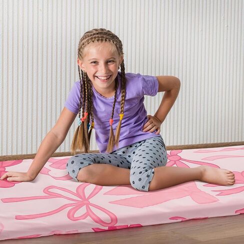 Xuhal 1 Pcs Bow Nap Mat Cover Kids for Boys and Girls 47 x 21.25 Inch Vinyl Sleeping Mat Cover for Preschool Children Kindergarten Toddler Care in Kuwait