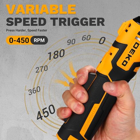 DEKOPRO Cordless Electric Ratchet Wrench Set 3/8" 450RPM Power Ratchet Tool Kit, 19Pcs Cordless Ratchets Wrench Set with Variable Speed,14 Sockets,3/8" to1/4 Adapter,2 Extension Bars, Charging Line in Kuwait