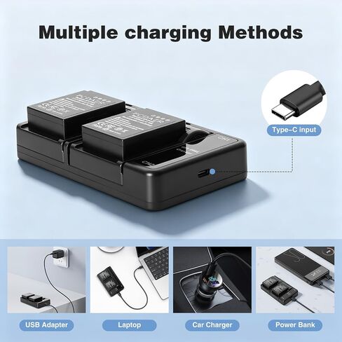 NP-W126 NP-W126S Battery(2-Pack) and USB Dual Charger for Fujifilm XM5, X100VI, X100V, XS10, XT30, XT30 II, XT20, XE4, A5 Camera in Kuwait
