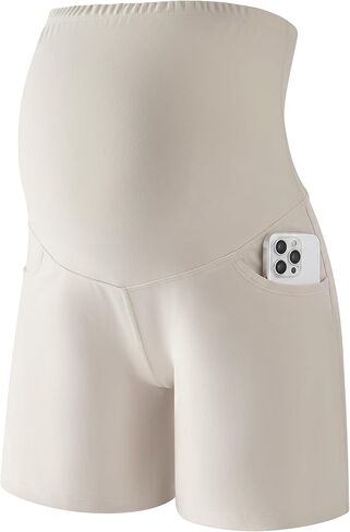 Maternity Shorts for Women with Pockets Over The Belly Comfy Summer Athletic Workout Pregnancy Shorts in Kuwait