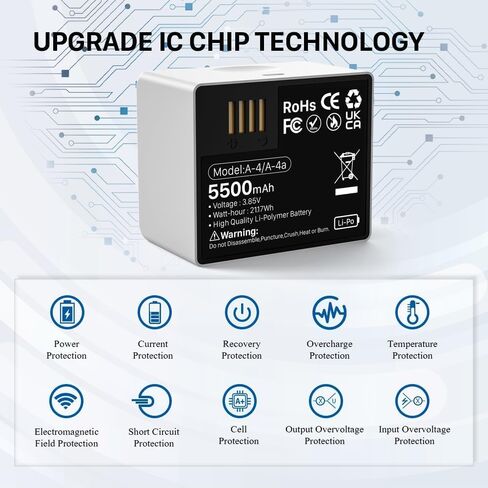 5500mAh Batteries for Arlo Pro 3/ Pro 4, 2-Packs Rechargeable Battery Replacement Compatible with Arlo Pro 5S 2K, Ultra, Ultra 2 Camera, A-4 A-4a, VMA5400, VMC4040P, VMC4060P in Kuwait