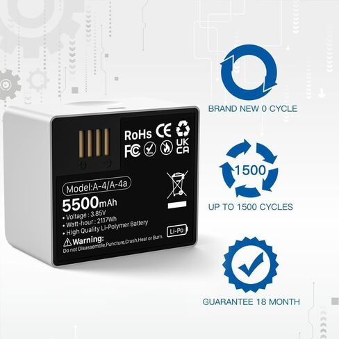 5500mAh Batteries for Arlo Pro 3/ Pro 4, 2-Packs Rechargeable Battery Replacement Compatible with Arlo Pro 5S 2K, Ultra, Ultra 2 Camera, A-4 A-4a, VMA5400, VMC4040P, VMC4060P in Kuwait