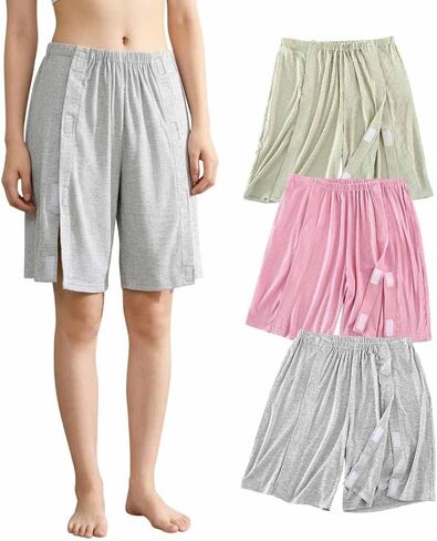 Tear Away Shorts for Women, Adaptive Breakaway Side Snap Shorts | Washable Post Surgery Recovery Short Pants；for Elderly, Post-Surgery Patients, Disabled Individuals in Kuwait