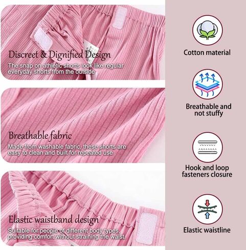 Tear Away Shorts for Women, Adaptive Breakaway Side Snap Shorts | Washable Post Surgery Recovery Short Pants；for Elderly, Post-Surgery Patients, Disabled Individuals in Kuwait