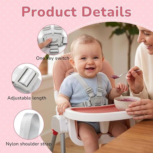 High Chair Straps Replacement Compatible with Dream On Me, 5 Point Harness | Fit for Dream On Me Table Talk/Luna, Universal Adjustable Safety Belt, High Chair Accessories in Kuwait
