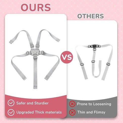 High Chair Straps Replacement Compatible with Dream On Me, 5 Point Harness | Fit for Dream On Me Table Talk/Luna, Universal Adjustable Safety Belt, High Chair Accessories in Kuwait