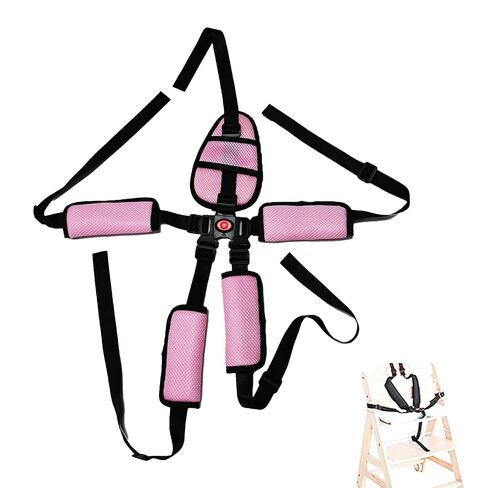Universal 5 Point Harness Baby Chest Harness for High Chair/Stroller, Harness Belt with Baby Shoulder Strap and Crotch Harness Pads, Adjustable Harness Chest Harness Stroller for Child/Kid Seat, Black in Kuwait