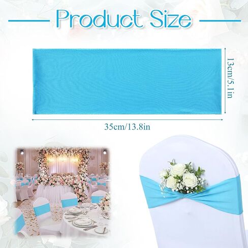 50 PCS Blue Chair Sashes 13.8Inch Spandex Chair Sashes Without Buckle Stretch Chairs Cover Band Chairs Bows for Party Universal Fit Stretch Bands for Wedding Banquet Hotel Party Events in Kuwait
