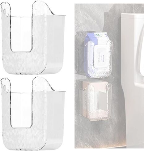 Kitchen Wipes Storage Box,2026 No Punching Wall Flushable Wipes Holder for Bathroom - Wipes Container，Smart Organization for Effortless Cleaning（2ps） in Kuwait