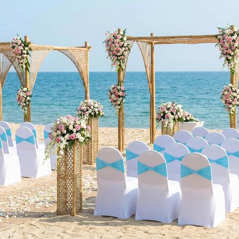 50 PCS Blue Chair Sashes 13.8Inch Spandex Chair Sashes Without Buckle Stretch Chairs Cover Band Chairs Bows for Party Universal Fit Stretch Bands for Wedding Banquet Hotel Party Events in Kuwait