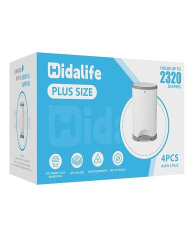 HIDALIFE Refills Compatible with Dekor Plus Diaper Pails | Disposable Diaper Trash Bags, Extra Thick Diaper Pail Refill Liners, Hold Up to 2320 Diapers (4 Pack) in Saudi Arabia