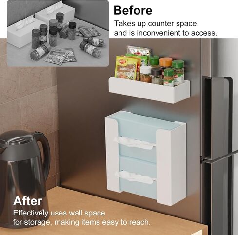 PAVSTINE Adjustable Magnetic Holder for Gloves & Tissue Box, Split Design | No-Drill Magnetic, Width-Adjustable Split Wipes Dispenser, Holds up to 6 Lbs, for Kitchen, Laundry, Garage & Workshop, White in Kuwait