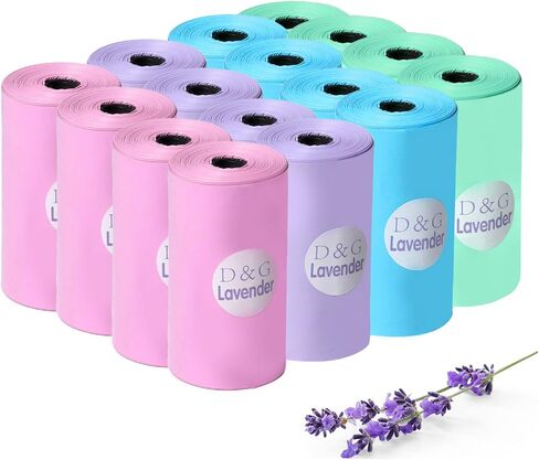 DREAM&GLAMOUR Disposable Diaper Sacks,240 Count | value pack,16 roll/240 Count,Lavender Scented,four colors,Diaper Disposal or Pet Waste Bags,13 X 9 Inches in Kuwait