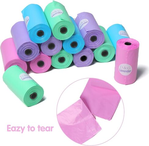 DREAM&GLAMOUR Disposable Diaper Sacks,240 Count | value pack,16 roll/240 Count,Lavender Scented,four colors,Diaper Disposal or Pet Waste Bags,13 X 9 Inches in Kuwait