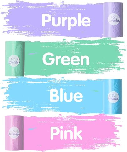 DREAM&GLAMOUR Disposable Diaper Sacks,240 Count | value pack,16 roll/240 Count,Lavender Scented,four colors,Diaper Disposal or Pet Waste Bags,13 X 9 Inches in Kuwait