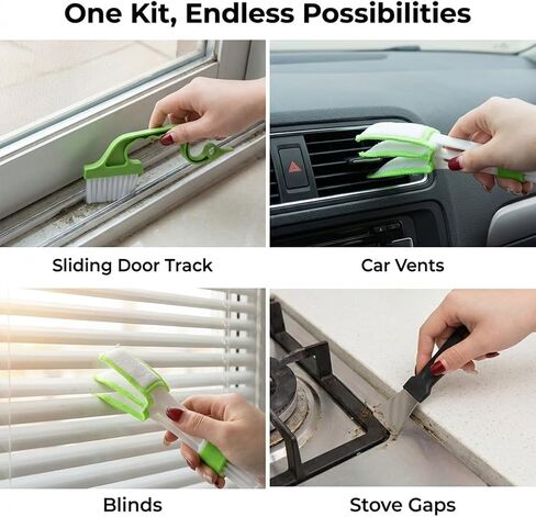 Window Sill Cleaner Tool, 13 Pcs Window Track Cleaning Tools Set, Deep Clean Groove Gap Cleaning Brush Kit for Window Tracks, Sliding Doors, Tile Lines, Car Vents, Keyboards in Kuwait