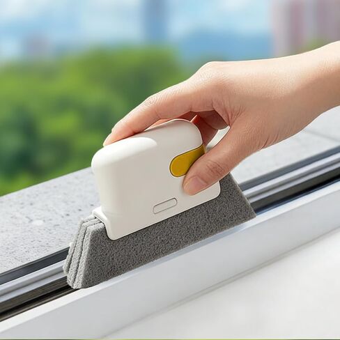 Magic Window Track Cleaning Brush, Handheld Triangular Groove Scrubber | Magic Window Track Cleaning Brush, Multifunctional Sliding Door Track Cleaner for Window, Car, Yellow in Kuwait