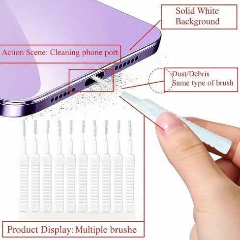 10pcs Multi-Functional Mini Cleaning Brushes - Plastic, Nozzle & Phone Port Cleaner, Ideal for Bathroom, Kitchen, Bedroom, and Furniture, Showerhead Cleaner in Kuwait