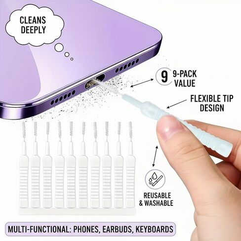 10pcs Multi-Functional Mini Cleaning Brushes - Plastic, Nozzle & Phone Port Cleaner, Ideal for Bathroom, Kitchen, Bedroom, and Furniture, Showerhead Cleaner in Kuwait