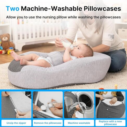 Reflux Pillow for Baby, Baby Feeding Support Wedge Pillow for Reducing Spit-Up, 2 Machine-Washable Pillowcases for Bottle Feeding in Kuwait