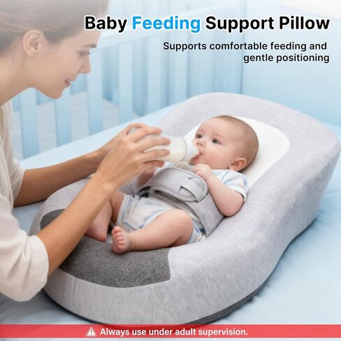 Reflux Pillow for Baby, Baby Feeding Support Wedge Pillow for Reducing Spit-Up, 2 Machine-Washable Pillowcases for Bottle Feeding in Kuwait
