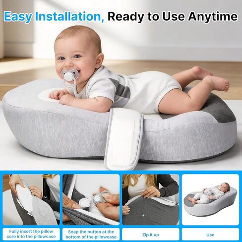 Reflux Pillow for Baby, Baby Feeding Support Wedge Pillow for Reducing Spit-Up, 2 Machine-Washable Pillowcases for Bottle Feeding in Kuwait