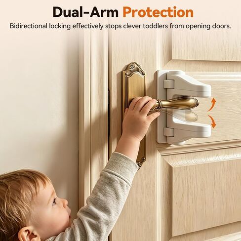 Door Lever Lock (2 Pack) – Child Proof Door Lock for Kids Safety, Prevent Baby and Pets from Opening with Upgraded Damage-Free 3M Adhesive, No Drilling Leaves No Residue, One Hand Adult Open in Kuwait