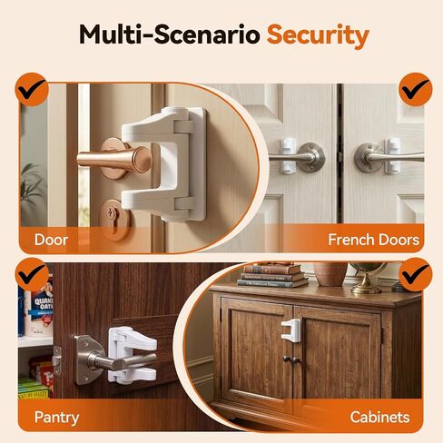 Door Lever Lock (2 Pack) – Child Proof Door Lock for Kids Safety, Prevent Baby and Pets from Opening with Upgraded Damage-Free 3M Adhesive, No Drilling Leaves No Residue, One Hand Adult Open in Kuwait