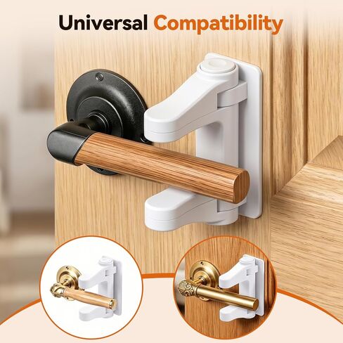 Door Lever Lock (2 Pack) – Child Proof Door Lock for Kids Safety, Prevent Baby and Pets from Opening with Upgraded Damage-Free 3M Adhesive, No Drilling Leaves No Residue, One Hand Adult Open in Kuwait