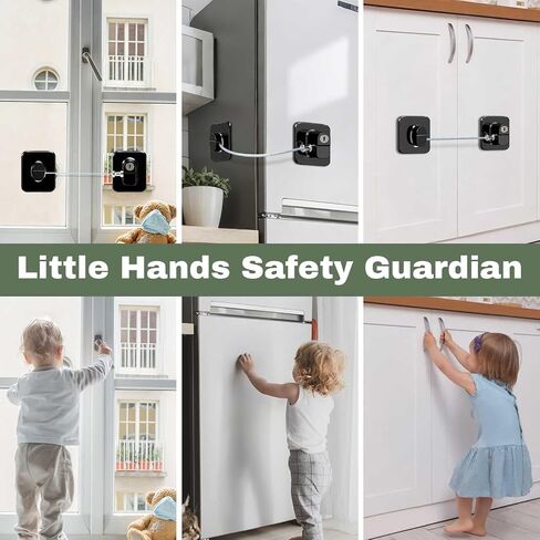 3 Pack Fridge Lock with Keys - Child Proof Cabinet Locks Baby Proofing Refrigerator Lock with Adhesive for Freezer, Cabinets, Closet, Drawers, Black in Kuwait