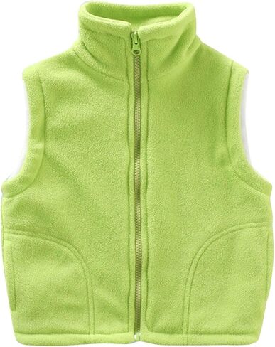 Boys Girls Polar Fleece Vest Kids Full Zipper Athletic Jacket Lightweight Sleeveless Waistcoat Collar Fuzzy Gilet Sweatshirt in Kuwait