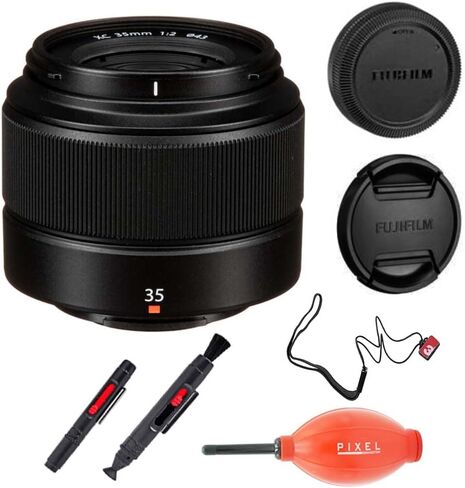 Pixel Connection FUJIFILM XC 35mm f/2 53mm Equivalent Lens - Black with Advanced Bundle, UV Filter Kit, Lens Cleaning Pen & More in Kuwait