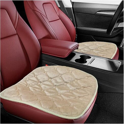 2PCS Car Seat Cushion, Soft Plush Vehicle Seat Cover, Breathable Auto Seats Protector Pad with Non-Slip Bottom, Car Interior Accessories for Sedan, SUV, Truck, Home, Office, Chair (Black) in Kuwait