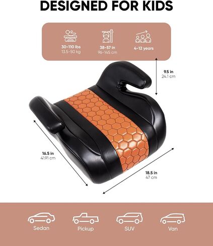 Owleys Premium Car Seat Protection Bundle: Black-Brown Backless Booster Seat with Latch (40-100 lbs) and Waterproof Hexy Eco-Leather Seat Protector - 2-Piece Set for Luxury Vehicle Interiors in Kuwait